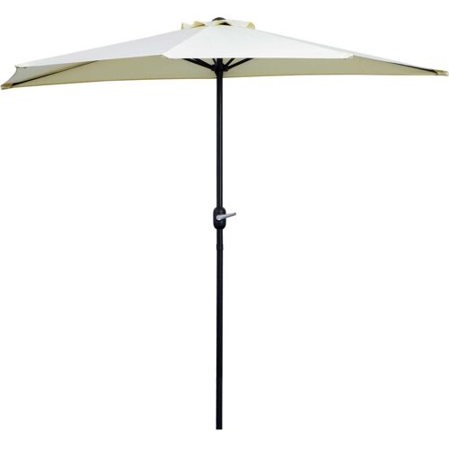 Outsunny Halber Sonnenschirm Ø 2,6 m, Sonnenschirm für Balkon 5 Stahlstreben Polyester beige Aosom