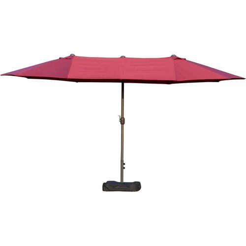 Outsunny Sonnenschirm XXL Gartenmaß 4,6L x 2,7B x 2,4H m Öffnung und Schließung mit Kurbel Fuß & Gegengewicht inklusive Stahl Polyester mit hoher Dichte Sandsäcke und Sonnenschirmfuß inklusive Bordeaux Aosom