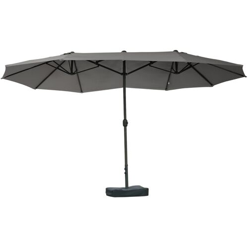 Outsunny Sonnenschirm Gartenschirm Doppelsonnenschirm mit Schirmständer Handkurbel Dunkelgrau Oval 460 x 270 x 240 cm Aosom
