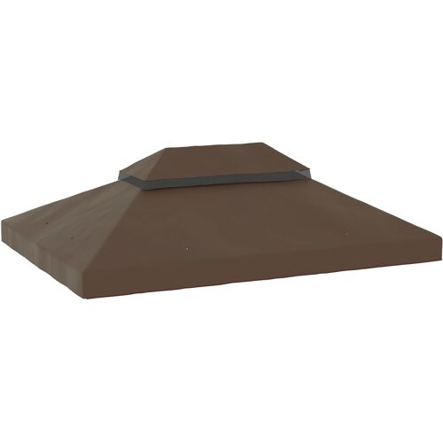 Outsunny Ersatzdach für Gartenpavillon 4x3 m, 2-lagig, wasserabweisende Abdeckung aus Oxford-Gewebe 370 g/m², UV-Schutz UPF30+, mit Abflussöffnungen, Kaffee Aosom