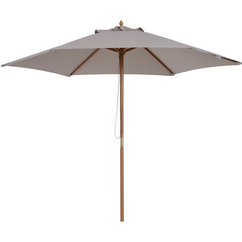 Outsunny Sonnenschirm, Gartenschirm, 3-stufig, Sonnenschutz, Bambus 180/㎡ Polyester, Grau, Ø2,5 x 2,3 m Aosom
