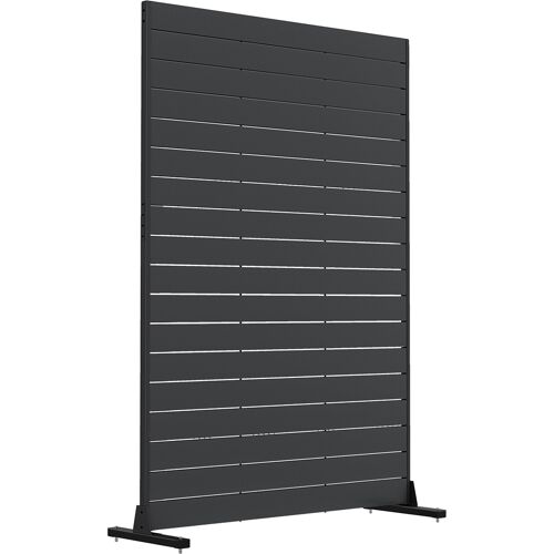 Outsunny Paravent aus 6 HDPE-Paneelen, 120x174 cm, Raumteiler mit Standfuß, Holzmaserungsoptik, für Innenbereich, Außenbereich, Garten, Patio, Terrasse, Schwarz Aosom