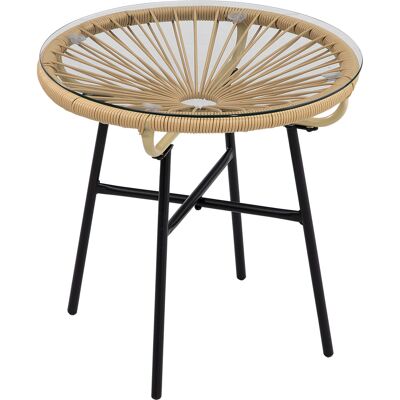 Outsunny Bistrotisch, Runder Gartentisch, Ratten Beistelltisch, für Terrasse, Balkon, Schwarz+Beige, 50 x 50 x 50 cm Aosom Outsunny Bistrotisch, Runder Gartentisch, Ratten Beistelltisch, für Terrasse, Balkon, Schwarz+Beige, 50 x 50 x 50 cm Aosom