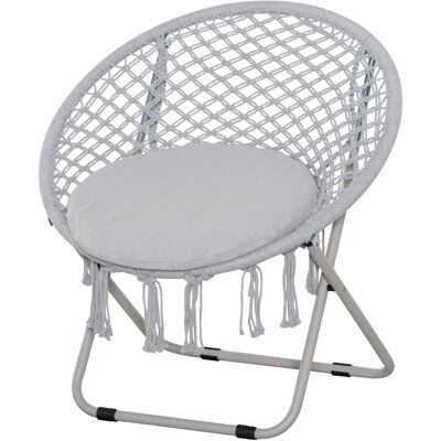 Outsunny Hängesessel Runder Gartenstuhl Mond Papasan Klappbarer großer Komfort Makramee Baumwolle Polyester Grau Aosom Outsunny Hängesessel Runder Gartenstuhl Mond Papasan Klappbarer großer Komfort Makramee Baumwolle Polyester Grau Aosom