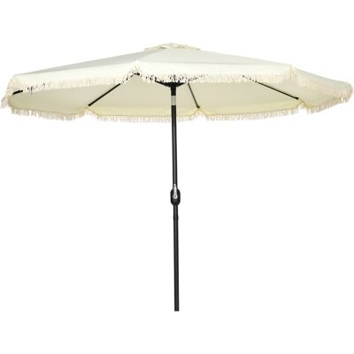 Outsunny Garten Sonnenschirm Schrägbarer runder Sonnenschirm Ø 268 cm mit Fransen aus hochdichtem Polyester-UV-Schutzstoff abnehmbarer Mast 8 Rippen, Creme Aosom Outsunny Garten Sonnenschirm Schrägbarer runder Sonnenschirm Ø 268 cm mit Fransen aus hochdichtem Polyester-UV-Schutzstoff abnehmbarer Mast 8 Rippen, Creme Aosom