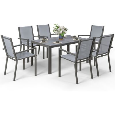 Outsunny Gartenmöbelset für 6 Personen - Stahlrahmen, Rustikal Outsunny Gartenmöbelset für 6 Personen - Stahlrahmen, Rustikal