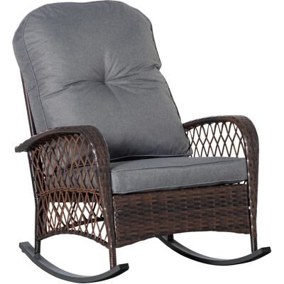 Outsunny Poly Rattan Schaukelstuhl mit Kissen 75 x 103 x 96 cm, bequemer Schaukelsessel für Garten & Terrasse, stilvolle Loungemöbel in Braun Aosom.de Outsunny Poly Rattan Schaukelstuhl mit Kissen 75 x 103 x 96 cm, bequemer Schaukelsessel für Garten & Terrasse, stilvolle Loungemöbel in Braun Aosom.de