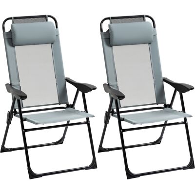 Outsunny 2er-Set Klappstuhl klappbarer Gartenstuhl mit verstellbarer Rückenlehne Armlehne Campingstuhl für Garten Balkon bis 120 kg belastbar Oxford Grau Aosom Outsunny 2er-Set Klappstuhl klappbarer Gartenstuhl mit verstellbarer Rückenlehne Armlehne Campingstuhl für Garten Balkon bis 120 kg belastbar Oxford Grau Aosom