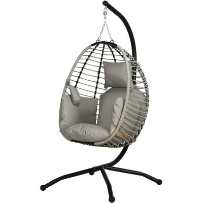 Outsunny Hängesessel mit Gestell, Faltbar Eiförmiger Hängeschaukel mit waschbarem Sitz, Becherhalter Sicherheitsseil, Hängematte Schaukelsessel Indoor Outdoor, Terrasse, Garten, Grau Aosom Outsunny Hängesessel mit Gestell, Faltbar Eiförmiger Hängeschaukel mit waschbarem Sitz, Becherhalter Sicherheitsseil, Hängematte Schaukelsessel Indoor Outdoor, Terrasse, Garten, Grau Aosom