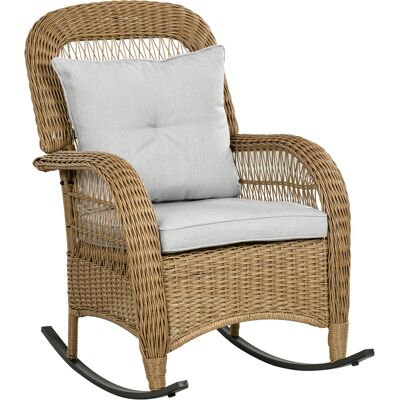 Outsunny Rattan Schaukelstuhl - Kissen, Garten, Gelb Outsunny Rattan Schaukelstuhl - Kissen, Garten, Gelb