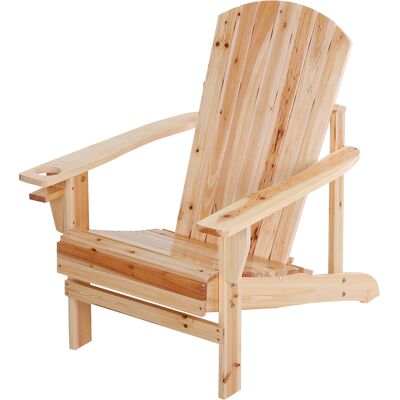 Outsunny Schwarzer Holz-Gartenstuhl mit Becherhalter - Garten- und Terrassenmöbel Outsunny Schwarzer Holz-Gartenstuhl mit Becherhalter - Garten- und Terrassenmöbel