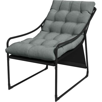Outsunny Gartensessel Gartenstuhl mit dickem Sitzkissen, Loungesessel mit Armlehne bis 120 kg belastbar, für Garten und Balkon, Grau Aosom.de Outsunny Gartensessel Gartenstuhl mit dickem Sitzkissen, Loungesessel mit Armlehne bis 120 kg belastbar, für Garten und Balkon, Grau Aosom.de