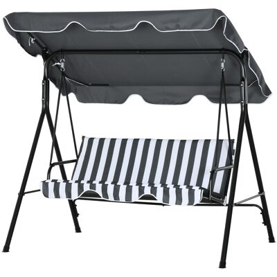 Outsunny Outsuuny Hollywoodschaukel mit Sitzpolster, 3-Sitzer Gartenschaukel mit verstellbarem Sonnendach, Schaukelbank belast bis 240 kg, für Garten, Terrasse, 172 x 110 x 153 cm, Grau+Weiß Aosom Outsunny Outsuuny Hollywoodschaukel mit Sitzpolster, 3-Sitzer Gartenschaukel mit verstellbarem Sonnendach, Schaukelbank belast bis 240 kg, für Garten, Terrasse, 172 x 110 x 153 cm, Grau+Weiß Aosom