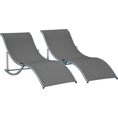 Outsunny 2er Set Gartenliegen - Ergonomische S-Form Aluminium Texteline Outsunny 2er Set Gartenliegen - Ergonomische S-Form Aluminium Texteline