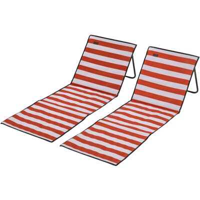 Outsunny 2er-Set Strandmatte faltbar & verstellbar, Sonnenliege mit Tragetasche, rot, 142x51x40cm, ideal für Strand & Camping Aosom.de Outsunny 2er-Set Strandmatte faltbar & verstellbar, Sonnenliege mit Tragetasche, rot, 142x51x40cm, ideal für Strand & Camping Aosom.de