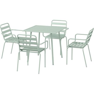 Outsunny - 5-Piece Dining Set - Stahl - Grün - Gartenmöbel-Set Outsunny - 5-Piece Dining Set - Stahl - Grün - Gartenmöbel-Set