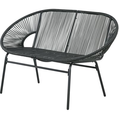 Outsunny Polyrattan Sitzbank 2-Sitzer Gartenbank bis 260 kg, Schwarz, stabile Stahlkonstruktion, ideal für Terrasse & Balkon Aosom.de Outsunny Polyrattan Sitzbank 2-Sitzer Gartenbank bis 260 kg, Schwarz, stabile Stahlkonstruktion, ideal für Terrasse & Balkon Aosom.de