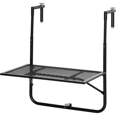 Outsunny Balkonhängetisch klappbar 4-fach höhenverstellbarer Hängetisch aus Metall wetterfest Balkontisch Beistelltisch Klapptisch für Balkon-& Terrassengeländer Tisch zum Einhängen 60x40 cm Schwarz Aosom Outsunny Balkonhängetisch klappbar 4-fach höhenverstellbarer Hängetisch aus Metall wetterfest Balkontisch Beistelltisch Klapptisch für Balkon-& Terrassengeländer Tisch zum Einhängen 60x40 cm Schwarz Aosom
