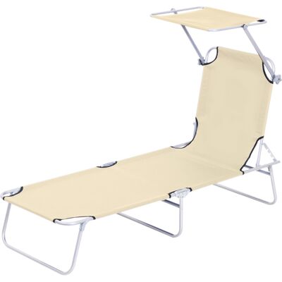 Outsunny Sonnenliege Gartenliege klappbar mit Sonnenschutz, Wellnessliege Strandliege Beige 187 x 58 x 36 cm für entspannte Stunden im Freien Aosom.de Outsunny Sonnenliege Gartenliege klappbar mit Sonnenschutz, Wellnessliege Strandliege Beige 187 x 58 x 36 cm für entspannte Stunden im Freien Aosom.de