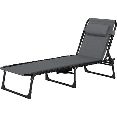 Outsunny Sonnenliege klappbar Gartenliege mit Kopfkissen Seitentasche, Polstert Liegestuhl mit 5-Fach verstellbare Rückenlehne, wetterfeste Campingliege bis 120 kg belast, für Garten Strand Dunkelgrau Aosom Outsunny Sonnenliege klappbar Gartenliege mit Kopfkissen Seitentasche, Polstert Liegestuhl mit 5-Fach verstellbare Rückenlehne, wetterfeste Campingliege bis 120 kg belast, für Garten Strand Dunkelgrau Aosom