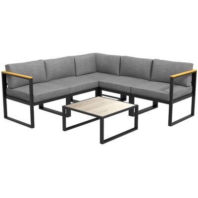 Outsunny Gartensofa-Set, Ecksofa im zeitgenössischen Design, 6-teilig für 5 Personen - aus Aluminium - hoher Komfort Aosom Outsunny Gartensofa-Set, Ecksofa im zeitgenössischen Design, 6-teilig für 5 Personen - aus Aluminium - hoher Komfort Aosom