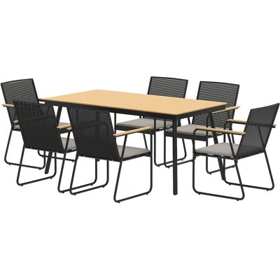 Outsunny Sitzgruppe 7-teilig Metall Essgruppe für 6 Personen Esstisch mit Tisch 6 Stühlen Esszimmergruppe Küchentisch-Set mit Metallgestell Balkonmöbel Gartenmöbel für Terrasse, Balkon Naturholz Aosom Outsunny Sitzgruppe 7-teilig Metall Essgruppe für 6 Personen Esstisch mit Tisch 6 Stühlen Esszimmergruppe Küchentisch-Set mit Metallgestell Balkonmöbel Gartenmöbel für Terrasse, Balkon Naturholz Aosom