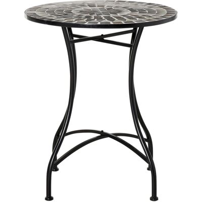 Outsunny Garten-Couchtisch aus Metall und Keramik, Couchtisch mit Mosaik für den Außenbereich auf Terrasse oder Balkon, Ф60x71 cm, Grau Schwarz Aosom Outsunny Garten-Couchtisch aus Metall und Keramik, Couchtisch mit Mosaik für den Außenbereich auf Terrasse oder Balkon, Ф60x71 cm, Grau Schwarz Aosom
