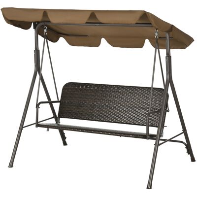 Outsunny Garten-Pendel für 3 Personen, Outdoor-Pendel mit verstellbarem Dach, PE-Rattan-Sitz und Armlehnen für Balkon, Terrasse, Patio, Tragkraft 240 kg, 167x112x153 cm, Braun Aosom Outsunny Garten-Pendel für 3 Personen, Outdoor-Pendel mit verstellbarem Dach, PE-Rattan-Sitz und Armlehnen für Balkon, Terrasse, Patio, Tragkraft 240 kg, 167x112x153 cm, Braun Aosom