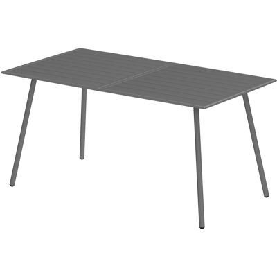 Outsunny Gartentisch - Für 6 Personen, Grau, Rostfreier Stahl Outsunny Gartentisch - Für 6 Personen, Grau, Rostfreier Stahl