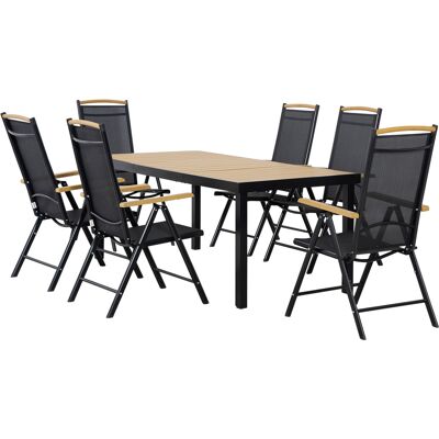 Outsunny Outdoor Gartenmöbelset 6 Personen, 190 cm Gartentisch mit 6 Stühlen, Aluminiumrahmen, klappbare und verstellbare Stühle, schwarzes Gartenmöbel-Set für Terrasse, Patio Aosom Outsunny Outdoor Gartenmöbelset 6 Personen, 190 cm Gartentisch mit 6 Stühlen, Aluminiumrahmen, klappbare und verstellbare Stühle, schwarzes Gartenmöbel-Set für Terrasse, Patio Aosom