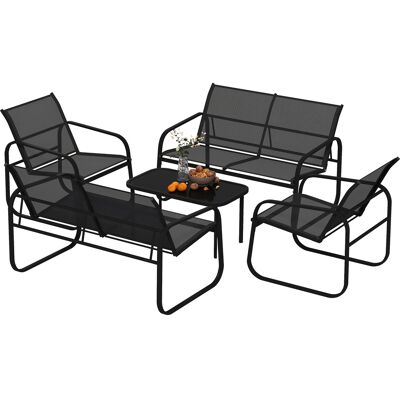 Outsunny Gartenmöbel-Set für den Außenbereich 5 Stück aus Stahl und Textilene mit 2-Sitzer Sofas, 2 Sesseln und gehärteter Glas-Couchtisch, Gartenmöbel-Terrassen-Patio, Grau Aosom Outsunny Gartenmöbel-Set für den Außenbereich 5 Stück aus Stahl und Textilene mit 2-Sitzer Sofas, 2 Sesseln und gehärteter Glas-Couchtisch, Gartenmöbel-Terrassen-Patio, Grau Aosom