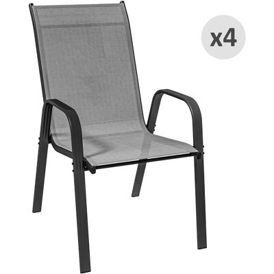 Outsunny Set 4 Stapelbare Gartenstühle mit Armlehnen aus Metall und Atmungsaktivem Netzgewebe, Dunkelgrau Aosom Outsunny Set 4 Stapelbare Gartenstühle mit Armlehnen aus Metall und Atmungsaktivem Netzgewebe, Dunkelgrau Aosom