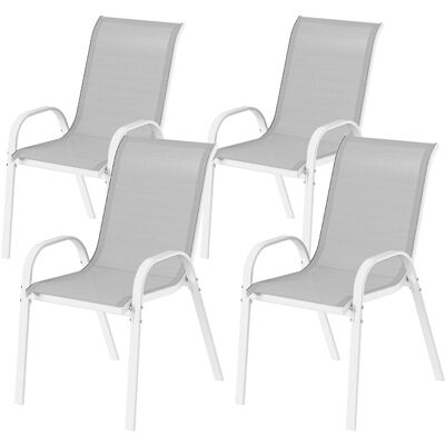 Outsunny Set mit 4 Gartenstühlen inkl. Textilene-Sitz, Stahlrahmen, Armlehnen und hoher Rückenlehne 54x71x93 cm Grau und Weiß Aosom Outsunny Set mit 4 Gartenstühlen inkl. Textilene-Sitz, Stahlrahmen, Armlehnen und hoher Rückenlehne 54x71x93 cm Grau und Weiß Aosom