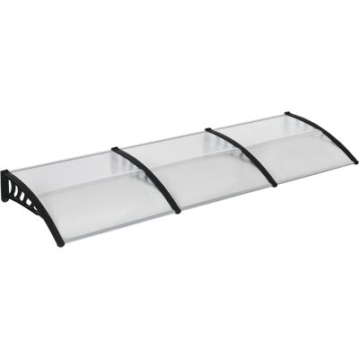 Outsunny Moderne Überdachung aus Polycarbonat und Aluminium für Balkone, Fenster und Türen, Außenvordach mit PP-Halterung, 303x96x27 cm, Schwarz und Transparent Aosom Outsunny Moderne Überdachung aus Polycarbonat und Aluminium für Balkone, Fenster und Türen, Außenvordach mit PP-Halterung, 303x96x27 cm, Schwarz und Transparent Aosom