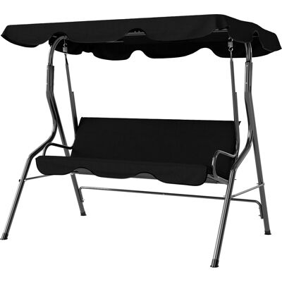 Outsunny Gartenwippe 3-Sitzer mit wasserdichtem Dach, verstellbarer Neigung, Kissen, Sitz und Rückenlehne, 1,7m x 1,1m x 1,53m, Stahl, Polyester, Schwarz Aosom Outsunny Gartenwippe 3-Sitzer mit wasserdichtem Dach, verstellbarer Neigung, Kissen, Sitz und Rückenlehne, 1,7m x 1,1m x 1,53m, Stahl, Polyester, Schwarz Aosom