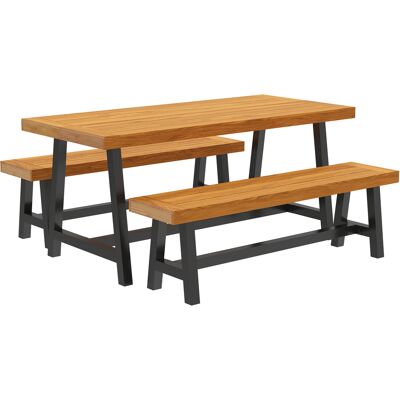 Outsunny - Outdoor Dining Set - Lamellen-Design - Gartenmöbel - 3-teilig Outsunny - Outdoor Dining Set - Lamellen-Design - Gartenmöbel - 3-teilig