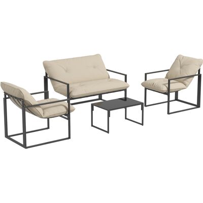 Outsunny Gartenmöbel-Set 4 Personen mit 2-Sitzer-Sofa, 2 Sesseln und 1 Couchtisch 3 Kissen für Terrasse Garten - schwarzer Stahl, graues Polyester Aosom Outsunny Gartenmöbel-Set 4 Personen mit 2-Sitzer-Sofa, 2 Sesseln und 1 Couchtisch 3 Kissen für Terrasse Garten - schwarzer Stahl, graues Polyester Aosom