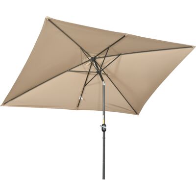 Outsunny Sonnenschirm 2x3 m neigbar mit Kurbel, Außenschirm mit 6 Metallstreben, Polyester 180g/㎡, für Hof, Terrasse und Balkon, UV-Schutz, Kaki Aosom Outsunny Sonnenschirm 2x3 m neigbar mit Kurbel, Außenschirm mit 6 Metallstreben, Polyester 180g/㎡, für Hof, Terrasse und Balkon, UV-Schutz, Kaki Aosom