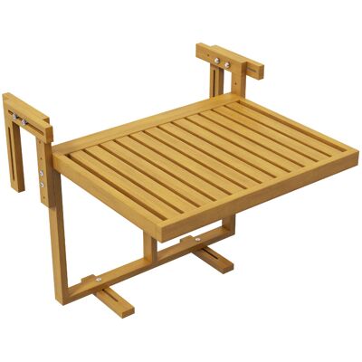 Outsunny Klappbarer Balkontisch, höhenverstellbar 40.5-55cm, Geländertisch aus Kiefernholz, für Innen- und Außenbereich am Balkon, Holzfarbe Aosom Outsunny Klappbarer Balkontisch, höhenverstellbar 40.5-55cm, Geländertisch aus Kiefernholz, für Innen- und Außenbereich am Balkon, Holzfarbe Aosom
