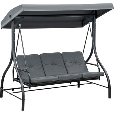 Outsunny 2 in 1 Hollywoodschaukel mit Liegefunktion 3-Sitzer Gartenschaukel mit verstellbarem Sonnendach, Schaukelbank belast bis 240kg, Gartenliege für Garten, Terrasse, 195x117x175 cm, Dunkelgrau Aosom Outsunny 2 in 1 Hollywoodschaukel mit Liegefunktion 3-Sitzer Gartenschaukel mit verstellbarem Sonnendach, Schaukelbank belast bis 240kg, Gartenliege für Garten, Terrasse, 195x117x175 cm, Dunkelgrau Aosom