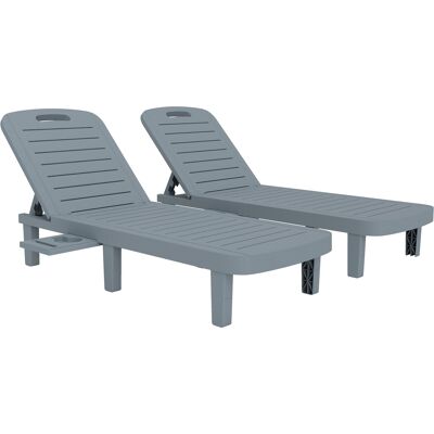 Outsunny Set mit 2 Sonnenliegen für Garten mit verstellbarer Rückenlehne und ausziehbaren Tabletts, Gartenliegen aus Polypropylen, für Strand, Pool, 62x158x88 cm, Dunkelgrau Aosom Outsunny Set mit 2 Sonnenliegen für Garten mit verstellbarer Rückenlehne und ausziehbaren Tabletts, Gartenliegen aus Polypropylen, für Strand, Pool, 62x158x88 cm, Dunkelgrau Aosom