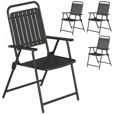 Outsunny 4er-Set klappbare Gartenstühle, Terrassenstühle mit Armlehnen, Rückenlehne und Sitz aus PP, Metallrahmen, 55x63x93 cm, Schwarz Aosom Outsunny 4er-Set klappbare Gartenstühle, Terrassenstühle mit Armlehnen, Rückenlehne und Sitz aus PP, Metallrahmen, 55x63x93 cm, Schwarz Aosom