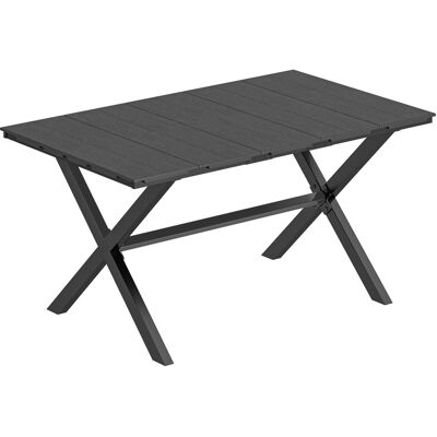 Outsunny Rechteckiger Garten-Esstisch, Terrassen-Außentisch 150x90x74 cm, mit Latten-HDPE-Tischplatte und Metallgestell, für 6 Personen, Traglast 50 kg, für Garten, Balkon, Schwarz Aosom Outsunny Rechteckiger Garten-Esstisch, Terrassen-Außentisch 150x90x74 cm, mit Latten-HDPE-Tischplatte und Metallgestell, für 6 Personen, Traglast 50 kg, für Garten, Balkon, Schwarz Aosom