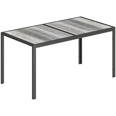 Outsunny Rechteckiger Gartentisch für 4 bis 6 Personen, Außentisch mit Holzoptik-Platte und Stahlbeinen, für Balkon, Veranda, Terrasse, 150 x 80 x 74 cm, grau Aosom Outsunny Rechteckiger Gartentisch für 4 bis 6 Personen, Außentisch mit Holzoptik-Platte und Stahlbeinen, für Balkon, Veranda, Terrasse, 150 x 80 x 74 cm, grau Aosom