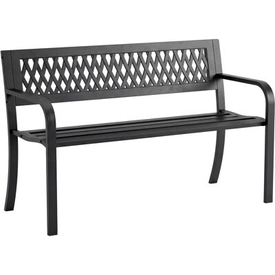 Outsunny Gartenbank für den Außenbereich, 2 Personen, Patio-Bank aus Metall mit Armlehnen und Latten-Sitz, für Garten, Park, Balkon, Terrasse, Tragfähigkeit bis 240 kg, Schwarz Aosom Outsunny Gartenbank für den Außenbereich, 2 Personen, Patio-Bank aus Metall mit Armlehnen und Latten-Sitz, für Garten, Park, Balkon, Terrasse, Tragfähigkeit bis 240 kg, Schwarz Aosom