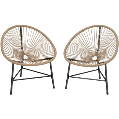 Outsunny Set mit 2 Gartenstühlen aus PE-Rattan, Außensessel mit dreieckigem Stahlgestell, für Balkon, Terrasse, bis 120 kg belastbar, natur Aosom Outsunny Set mit 2 Gartenstühlen aus PE-Rattan, Außensessel mit dreieckigem Stahlgestell, für Balkon, Terrasse, bis 120 kg belastbar, natur Aosom