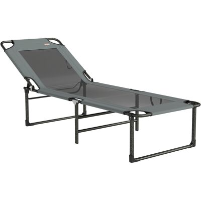 Outsunny Klappbare Sonnenliege mit 4-fach verstellbarer Rückenlehne, Gartenliege mit atmungsaktivem Texteline-Sitz, Tragegriffe, für Strand Pool Garten, 175x58x68 cm, Grau Aosom Outsunny Klappbare Sonnenliege mit 4-fach verstellbarer Rückenlehne, Gartenliege mit atmungsaktivem Texteline-Sitz, Tragegriffe, für Strand Pool Garten, 175x58x68 cm, Grau Aosom