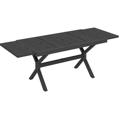 Outsunny Ausziehbarer Gartentisch Aluminium Holzoptik - 154–214 cm Außen-Esstisch für 8–10 Personen - Robustes X-Gestell & Verstellbare Füße für Terrasse und Garten, Anthrazitgrau Aosom Outsunny Ausziehbarer Gartentisch Aluminium Holzoptik - 154–214 cm Außen-Esstisch für 8–10 Personen - Robustes X-Gestell & Verstellbare Füße für Terrasse und Garten, Anthrazitgrau Aosom