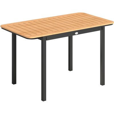 Outsunny Gartentisch für 6 Personen, 127 x 70 cm, Gartentisch mit Lattenplatte aus Holz-Kunststoff, Metallgestell, verstellbare Füße, Balkon, Terrasse, Braun Aosom Outsunny Gartentisch für 6 Personen, 127 x 70 cm, Gartentisch mit Lattenplatte aus Holz-Kunststoff, Metallgestell, verstellbare Füße, Balkon, Terrasse, Braun Aosom