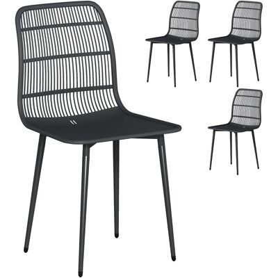 Outsunny Set 4 Gartenstühle aus PP mit ergonomischer Rückenlehne, Outdoor-Essstühle aus Metall, für Patio, Balkon, Terrasse, Außenbereich, 46x51x84.5cm, Schwarz Aosom Outsunny Set 4 Gartenstühle aus PP mit ergonomischer Rückenlehne, Outdoor-Essstühle aus Metall, für Patio, Balkon, Terrasse, Außenbereich, 46x51x84.5cm, Schwarz Aosom